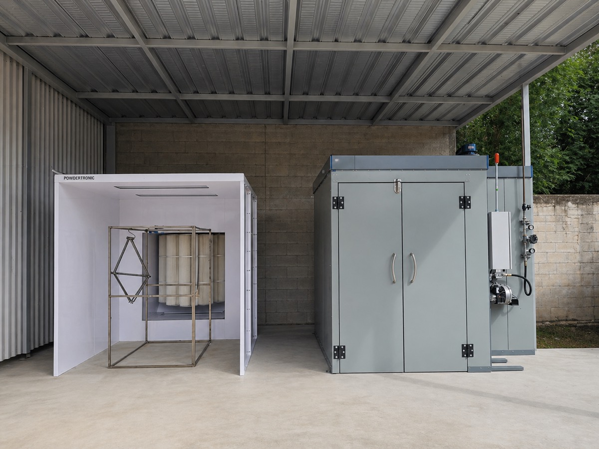 Cabina de pintura POWDERTRONIC y horno de curado en la planta de TESEY