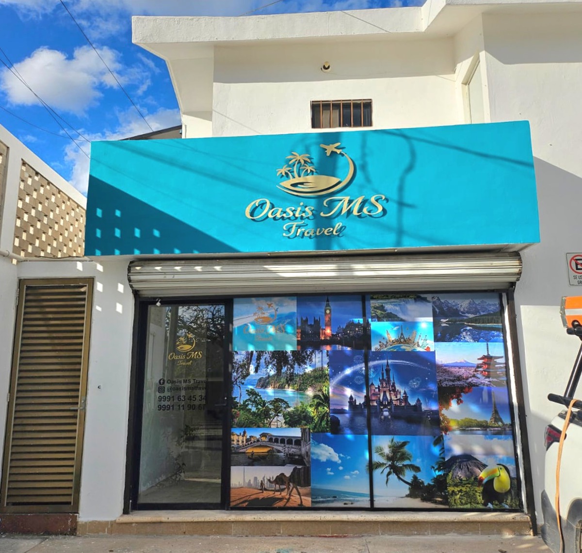 Estructura metálica de fachada comercial fabricada por TESEY